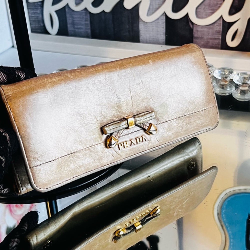 Prada Gold soft leather Women's Clutch or wallet